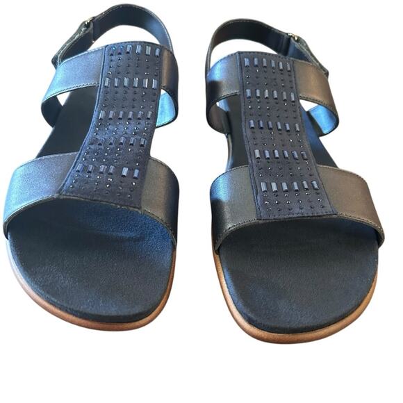 Easy Spirit Hazel T Strap Leather and Rhinestone Wedge Sandals NEW Size 11 - Picture 3 of 10